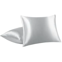 PiccoCasa Luxury Satin Pillowcases For Skin Set Of 2, Zipper Closure Size 17" X 25"
