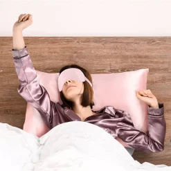 PiccoCasa 19 Momme Silk Pillowcase With Eye Cover Set Queen 20"x30" -travel pillow shop 6240082 ALT3