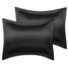 PiccoCasa Satin Pillowcases Set Of 2 Silky Sateen Standard 20" X 26" 2 PiccoCasa Satin Pillowcases Set Of 2 Silky Sateen Standard 20" X 26" -travel pillow shop 6240093 Black