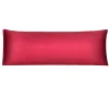 PiccoCasa Satin Solid Silky Long Pillow Covers With Zipper Closure Body 20" X 60" 2 PiccoCasa Satin Solid Silky Long Pillow Covers With Zipper Closure Body 20" X 60" -travel pillow shop 6240166 Burgundy
