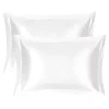 PiccoCasa Retro Satin Ruffle Pillowcases 2Pack With Envelope Closure Queen 20" X 30" -travel pillow shop 6257580 White