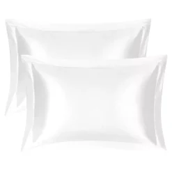 PiccoCasa Retro Satin Ruffle Pillowcases 2Pack With Envelope Closure Queen 20" X 30"