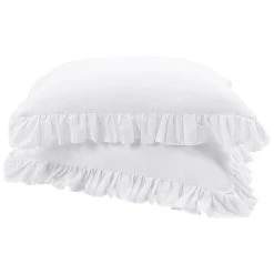 PiccoCasa Pure Cotton Ruffled Pillowcases 2 Pcs Soft Envelope Closure Queen 20" X 30"