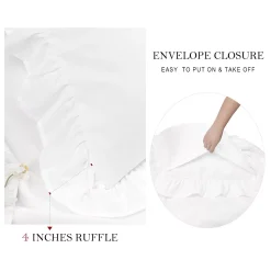 PiccoCasa Microfiber Ruffle Pillowcases 2 Pcs Soft Envelope Closure Standard 20" X 26" -travel pillow shop 6257585 ALT2