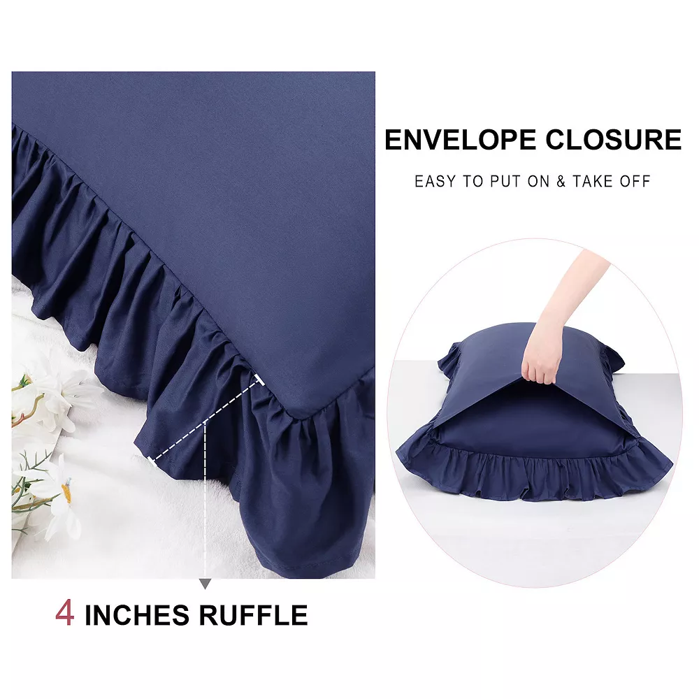 PiccoCasa 100% Pure Cotton Ruffle Pillowcases 2 Pcs Soft Envelope Standard 20" X 26" 5 PiccoCasa 100% Pure Cotton Ruffle Pillowcases 2 Pcs Soft Envelope Standard 20" X 26" - Image 3
