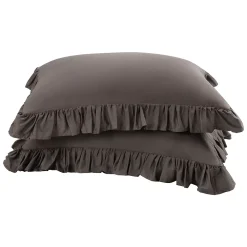 PiccoCasa 100% Pure Cotton Ruffle Pillowcases 2 Pcs Soft Envelope Standard 20" X 26"