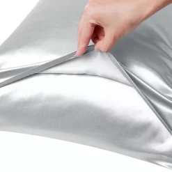 PiccoCasa 100% Polyester 2-Pack Envelope Cool Satin Silky Pillow Coverwith Envelope Closure For Hair And Skin Twin 17" X 24.8" -travel pillow shop 6257591 ALT3