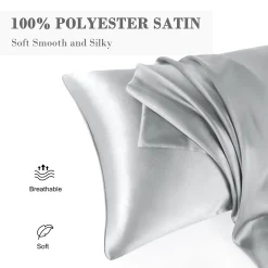 PiccoCasa Luxury Satin Pillowcases For Skin Set Of 2 Envelope Closure Queen 20" X 30" -travel pillow shop 6257602 ALT2