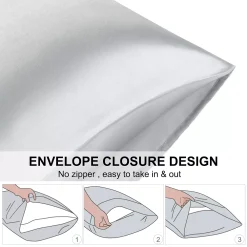 PiccoCasa Luxury Satin Pillowcases For Skin Set Of 2 Envelope Closure Queen 20" X 30" -travel pillow shop 6257602 ALT3