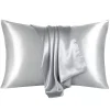 PiccoCasa Luxury Satin Pillowcases For Skin Set Of 2 Envelope Closure Queen 20" X 30" -travel pillow shop 6257602 Silver