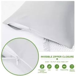 PiccoCasa Luxury Pillowcases Set Of 2, Breathable With Zipper Standard 20" X 26" -travel pillow shop 6257612 ALT2