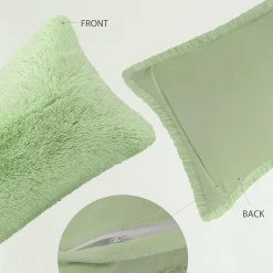 PiccoCasa Pack Of 2 Soft Faux Fur Pillow Cases With Zipper King 20" X 36" -travel pillow shop 6257637 ALT3