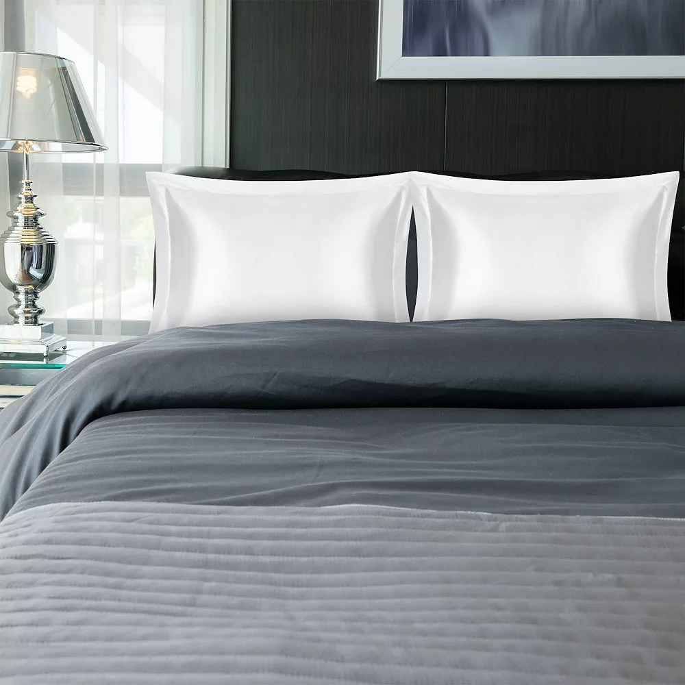 PiccoCasa 2 Pack Retro Satin Ruffle Pillowcases With Envelope Standard 20" X 26" 4 PiccoCasa 2 Pack Retro Satin Ruffle Pillowcases With Envelope Standard 20" X 26" - Image 2