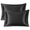 PiccoCasa 2 Pack Retro Satin Ruffle Pillowcases With Envelope Standard 20" X 26" -travel pillow shop 6257639 Black